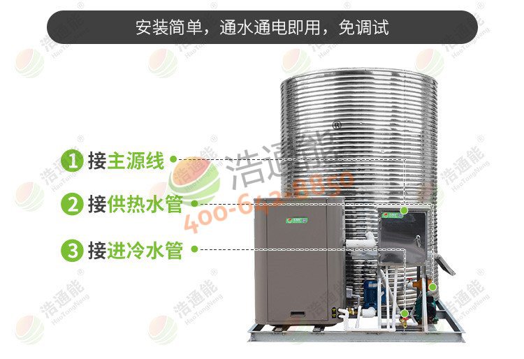 美的商用空气能热泵一体机3匹3吨/2吨安装对接图
